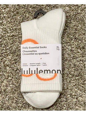 Lululemon Unisex Daily Essential Socks, Quarter Length, Size XL